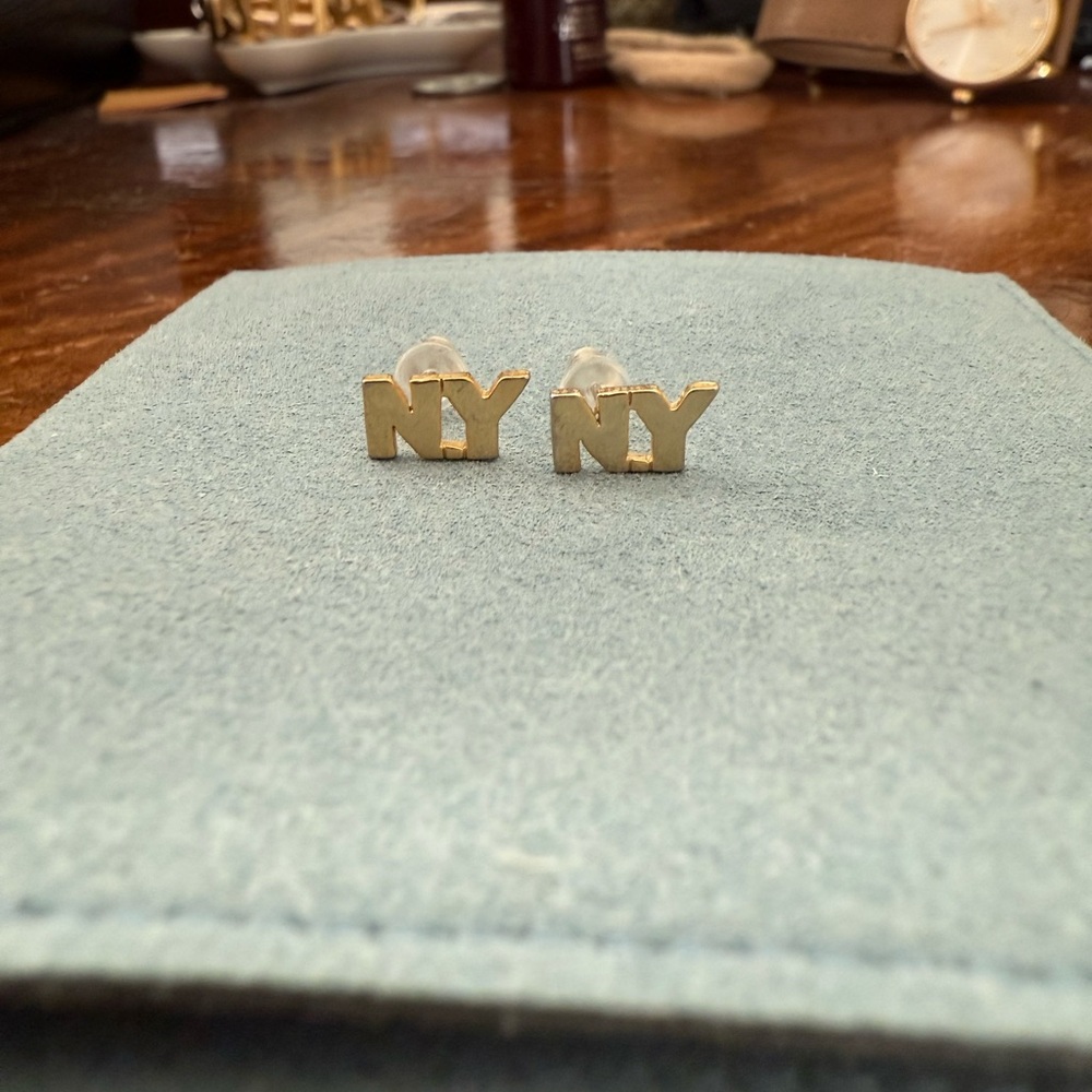 Gold NY Stud Earrings